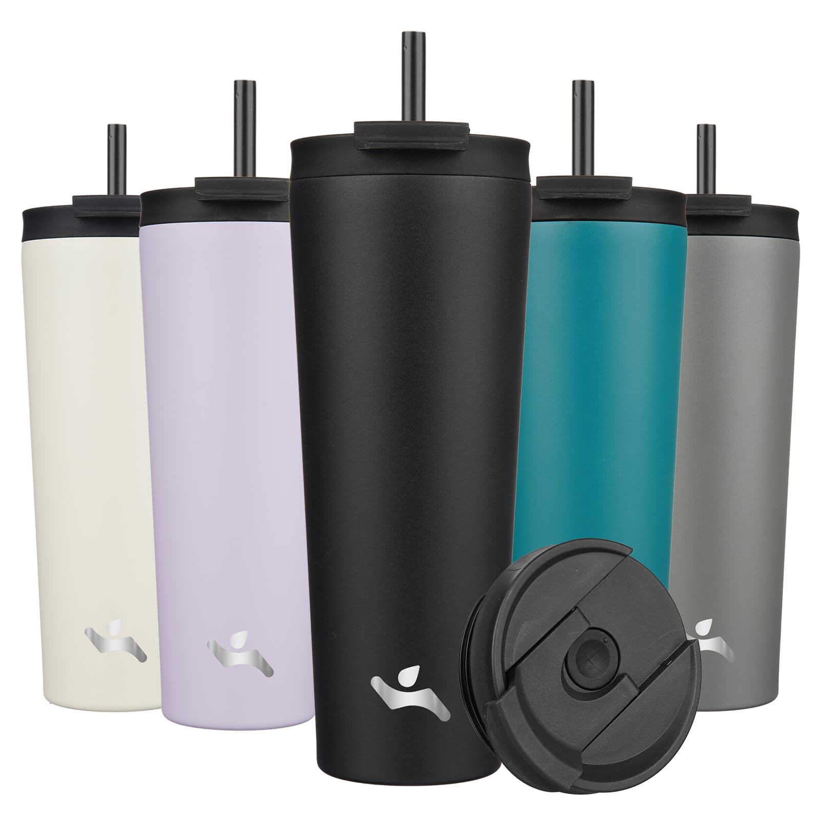 26 Oz Insulated Tumbler With Lid And 2 Straws Stainless Steel Water Bottle Vacuum Travel Mug Coffee