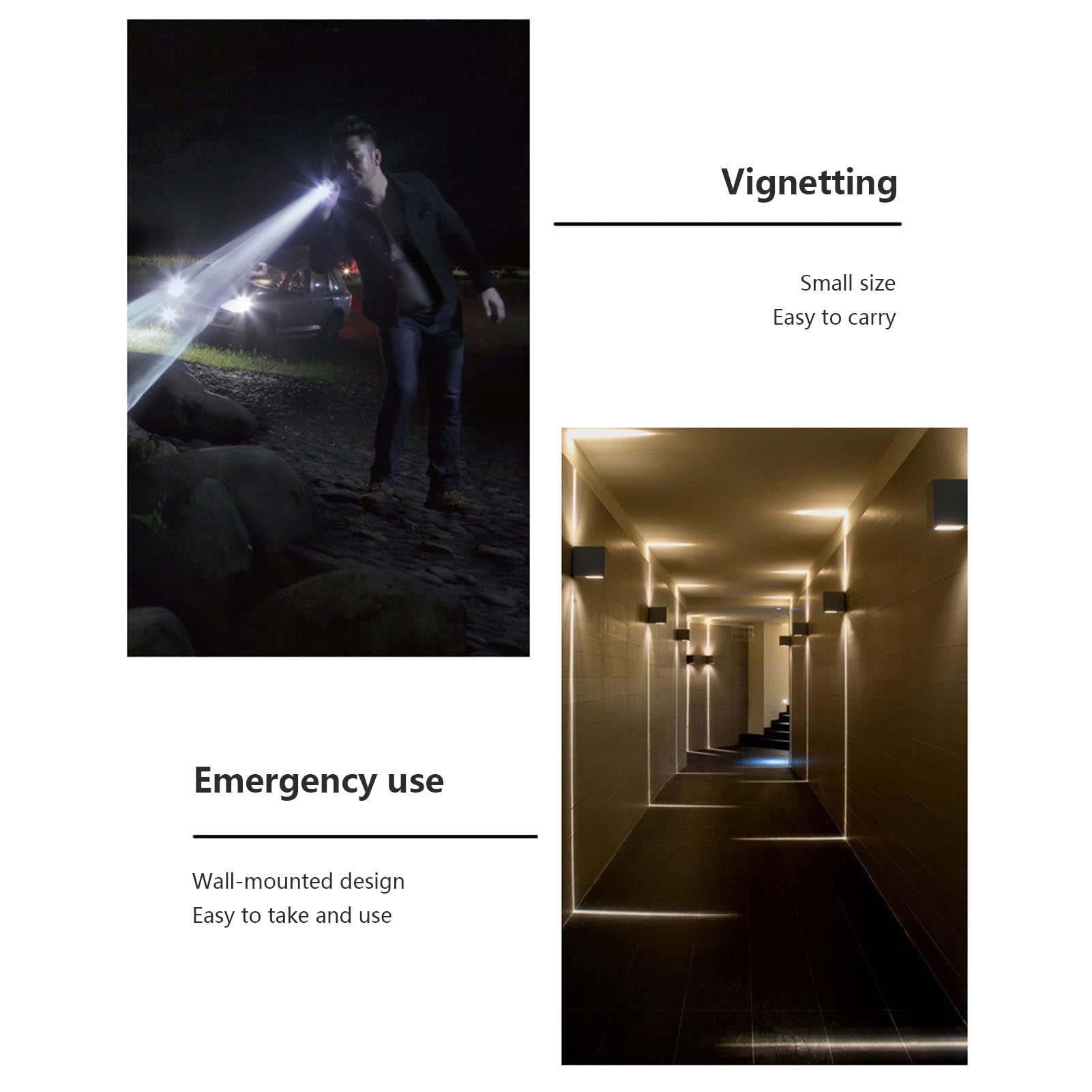 Buachois Wall Mounted Flashlight, Led High Brightness Battery Powered Small Emergency Flashlight, Escape Lighting Torch For Hotel, Restaurant