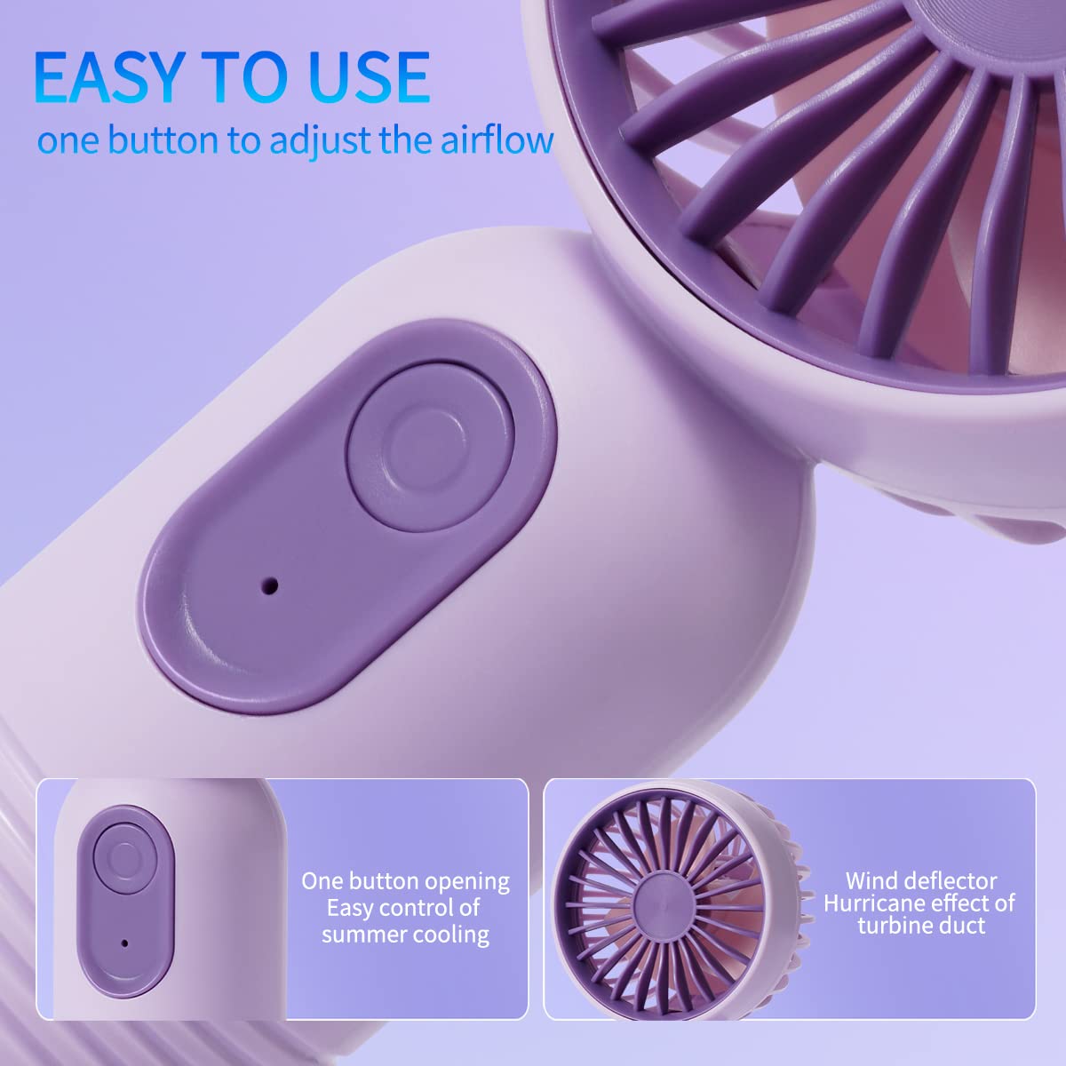Mini Portable Fan 3 Pack, Cute Handheld Battery Operated Lightweight Small Personal Fan With 3 Speed