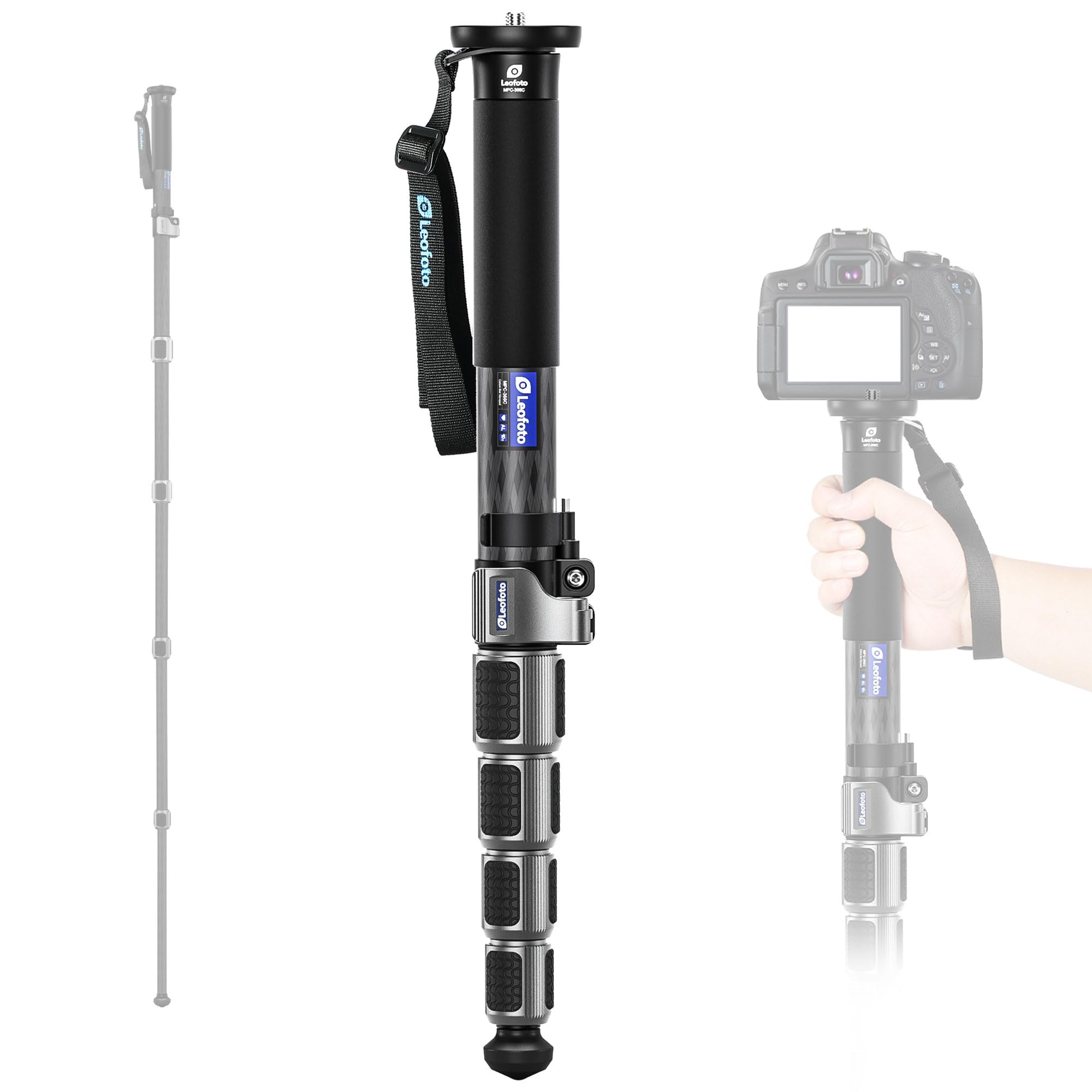 Leofoto Carbon Fiber Camera Monopod Lightweight Travel Quick Lock System, Maximum Load 40Kg, 360° Panoramic Camera Stand, Waterproof System (Mpc-366C)
