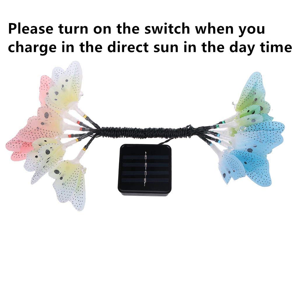 Berocia Butterfly Solar String Lights Outdoor, 12 Led Waterpoof Led Solar Butterfly Lights Outdoor Indoor For Bedroom