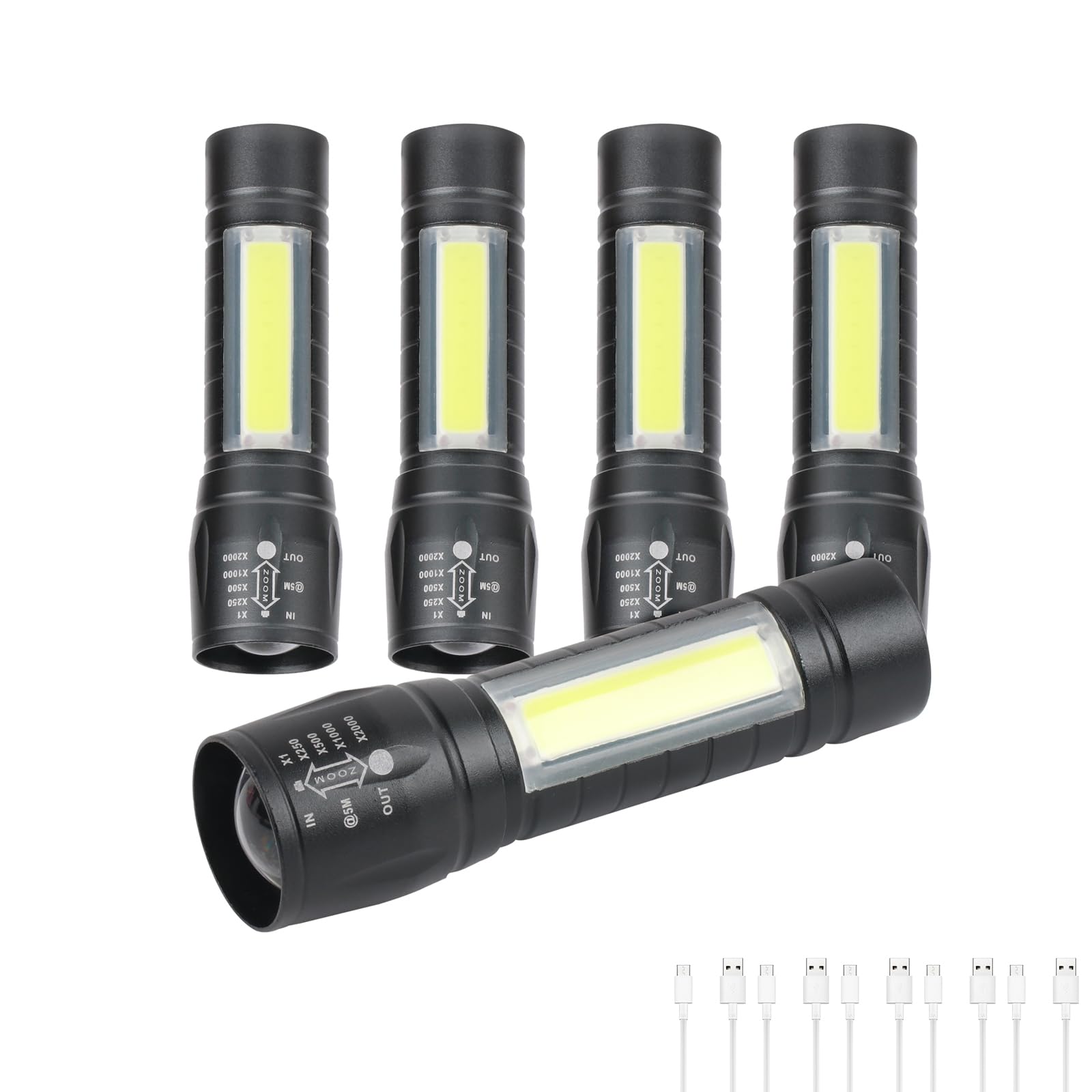 Hilngav 5 Pack Mini Small Pocket Led Flashlight Usb-C Rechargeable High Lumens Bright Powerful Edc Flash Lights - Aluminum Handheld Flashlight Bulk For, Portable Camping Christmas 