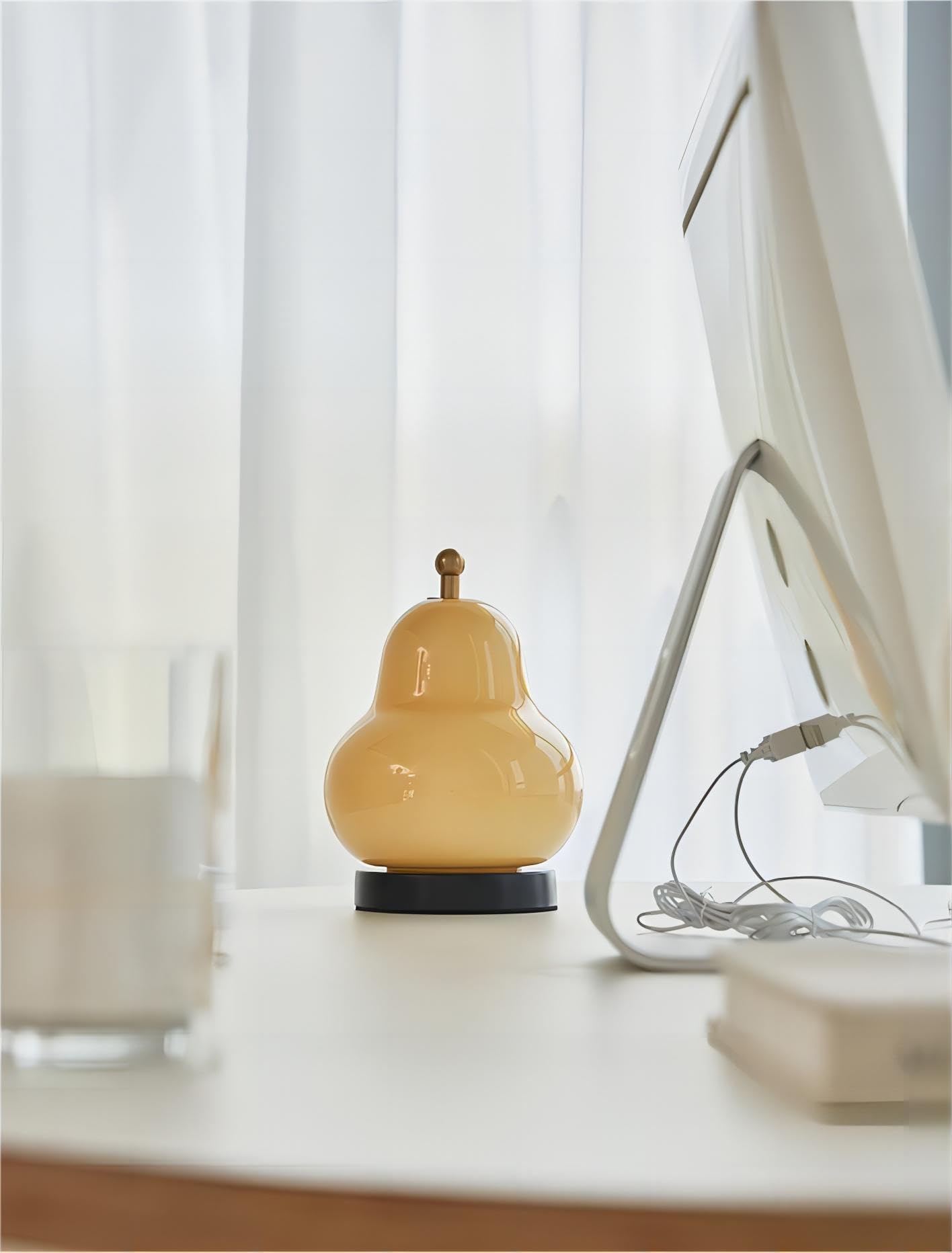 Lightland French Cream Pear Table Lamp Bedroom Bedside Minimalist Living Room Rechargeable Portable High Ambiance Decorative Night Lamp Cream Yellow