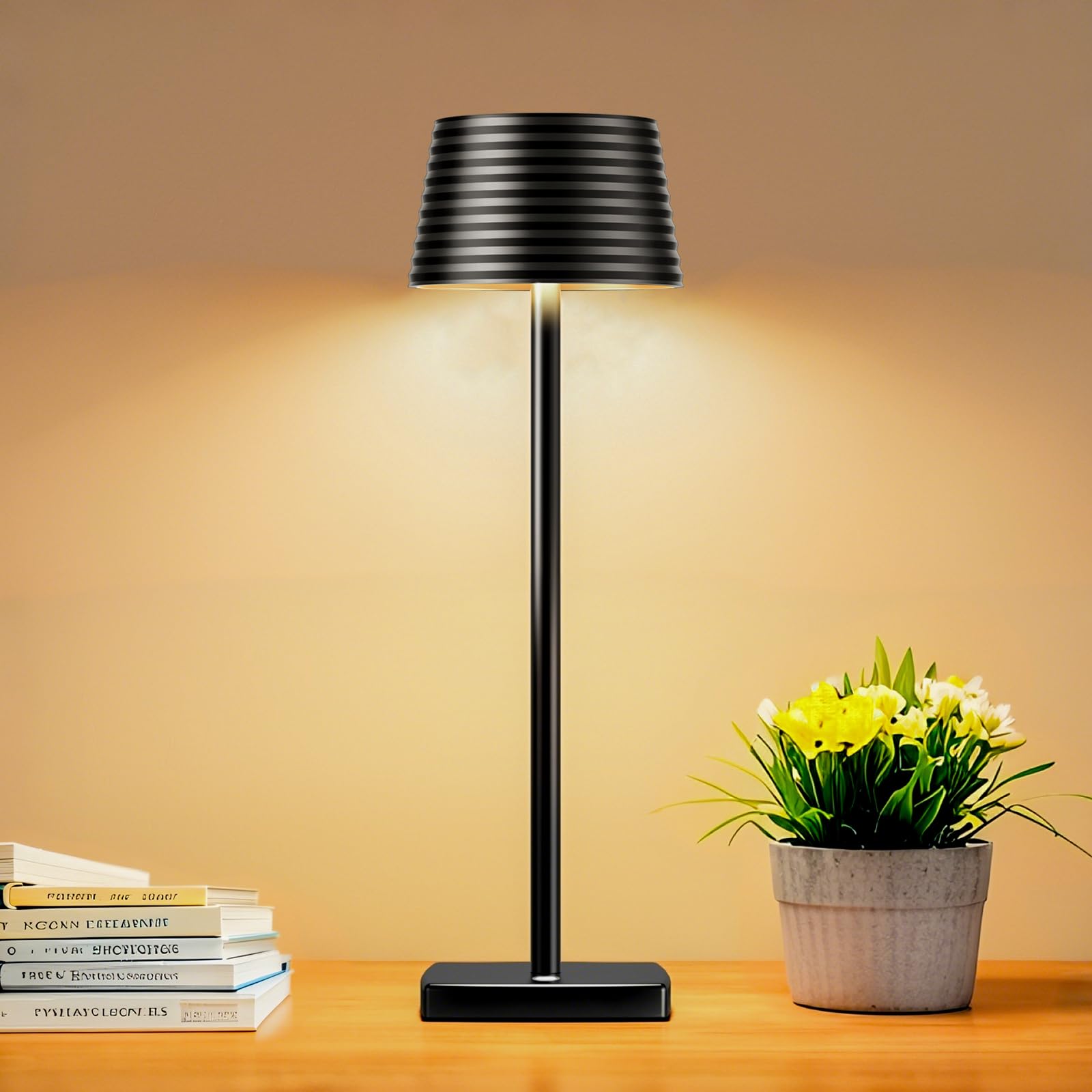 Barryca Cordless Table Lamp Rechargeable, Outdoor Portable Led 6000Mah Battery Operated Lamp, Ip54, Touch Dimmable, For Restaurant Outside Dining Bar Patio Party Cocktail (1-Pack-Black)