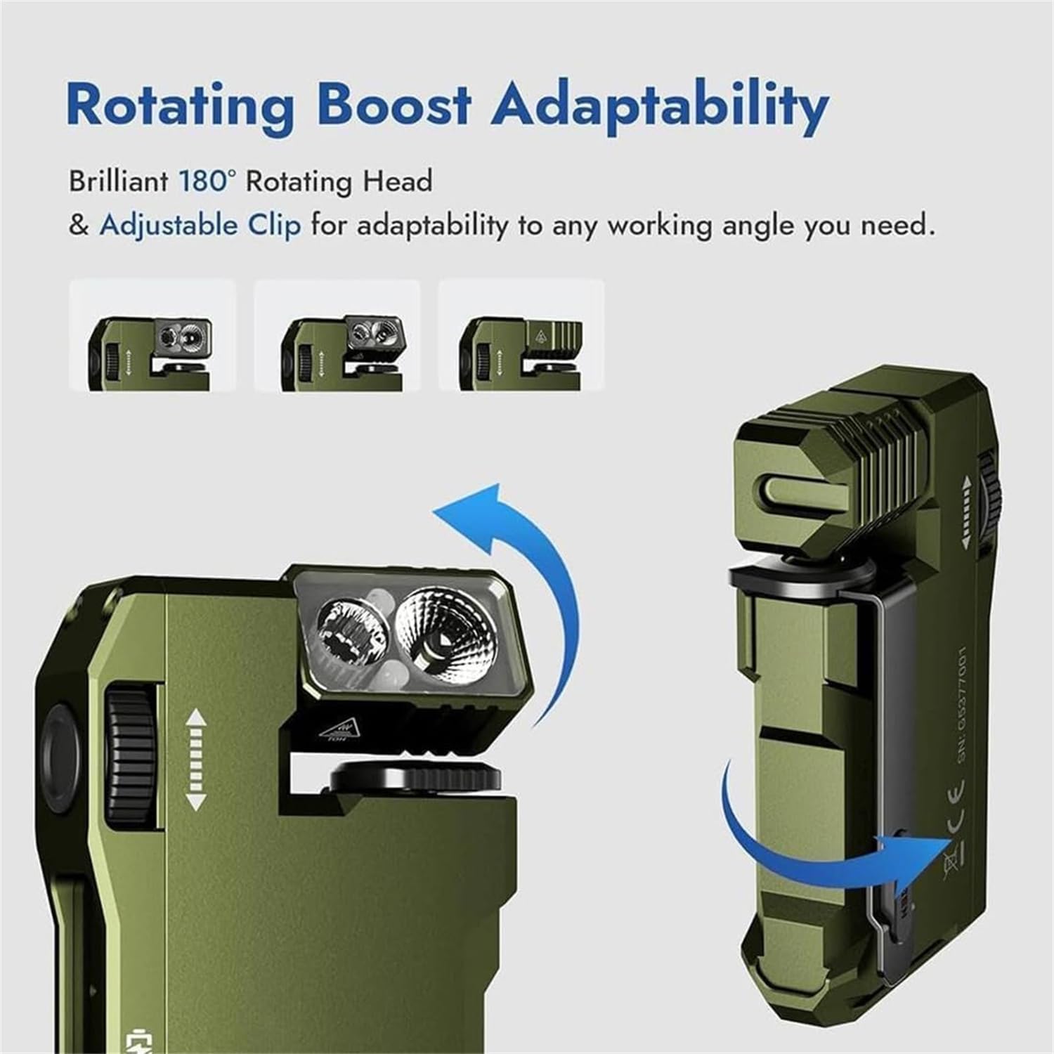 Gdsafs G5 Flashlight - G5 Rechargeable Edc Flashlight, G5 Pocket-Sized Led Light 400 Lumens, 180° Rotation Dual Light Ip68 Waterproof Magnetic Mini Flashlight For Outdoor, Emergency & Daily Carry (Green)