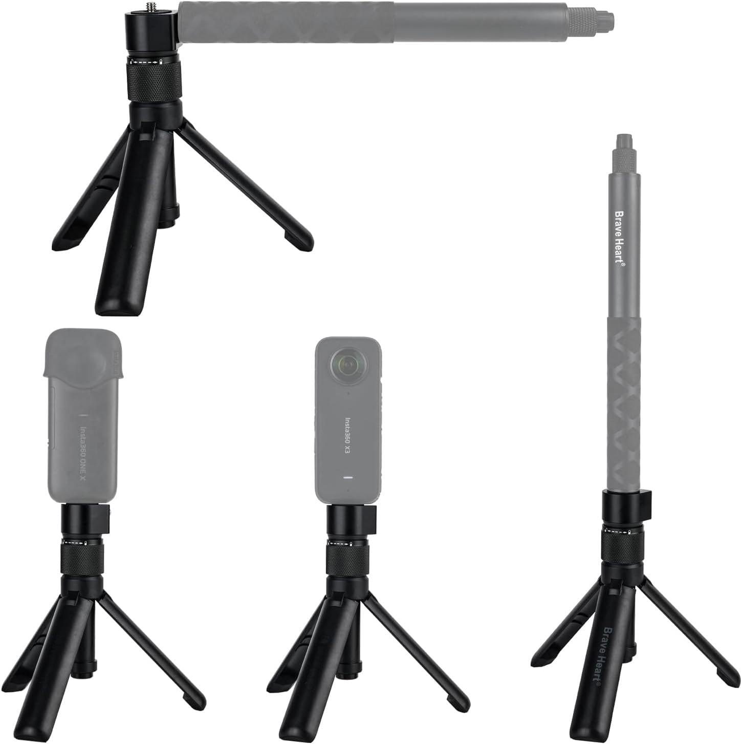 Lintao Bullet Time Handle Foldable Multi-Functional Tabletop Tripod For Insta360 X4, X3, One Rs, Go 2, X2, R, X Camera Accessories
