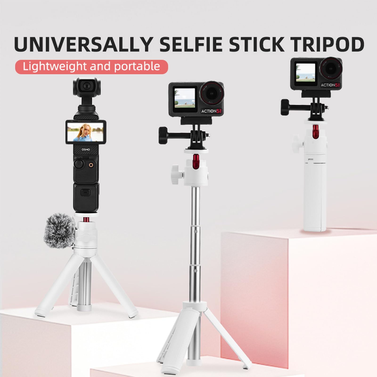 Tyuandouer Pocket 3 Mini Tripod For Dji Osmo Pocket 3 2 1, Compact Foldable Vlog Tripod For Dji Om 4/Action 3 4/Gopro Hero 12 11/For Insta360 X4/For Instax Mini Pal With 1/4 Inch Screw