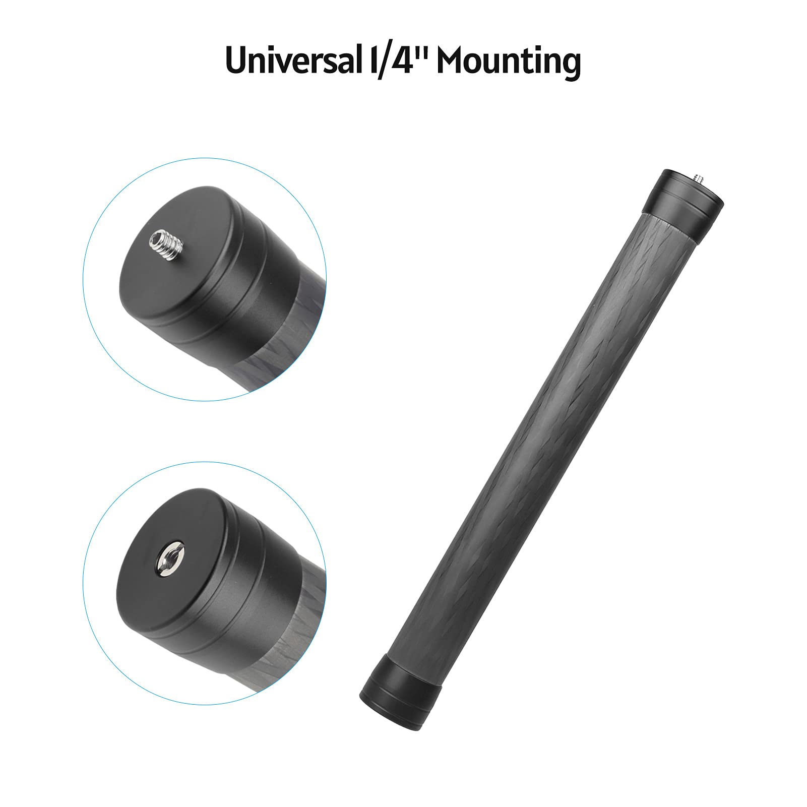 Andoer Universal Carbon Fiber Extension Rod 35Cm/13.8" With 1/4" 3/8" Mounting Interface For Video Gimbal Stabilizer