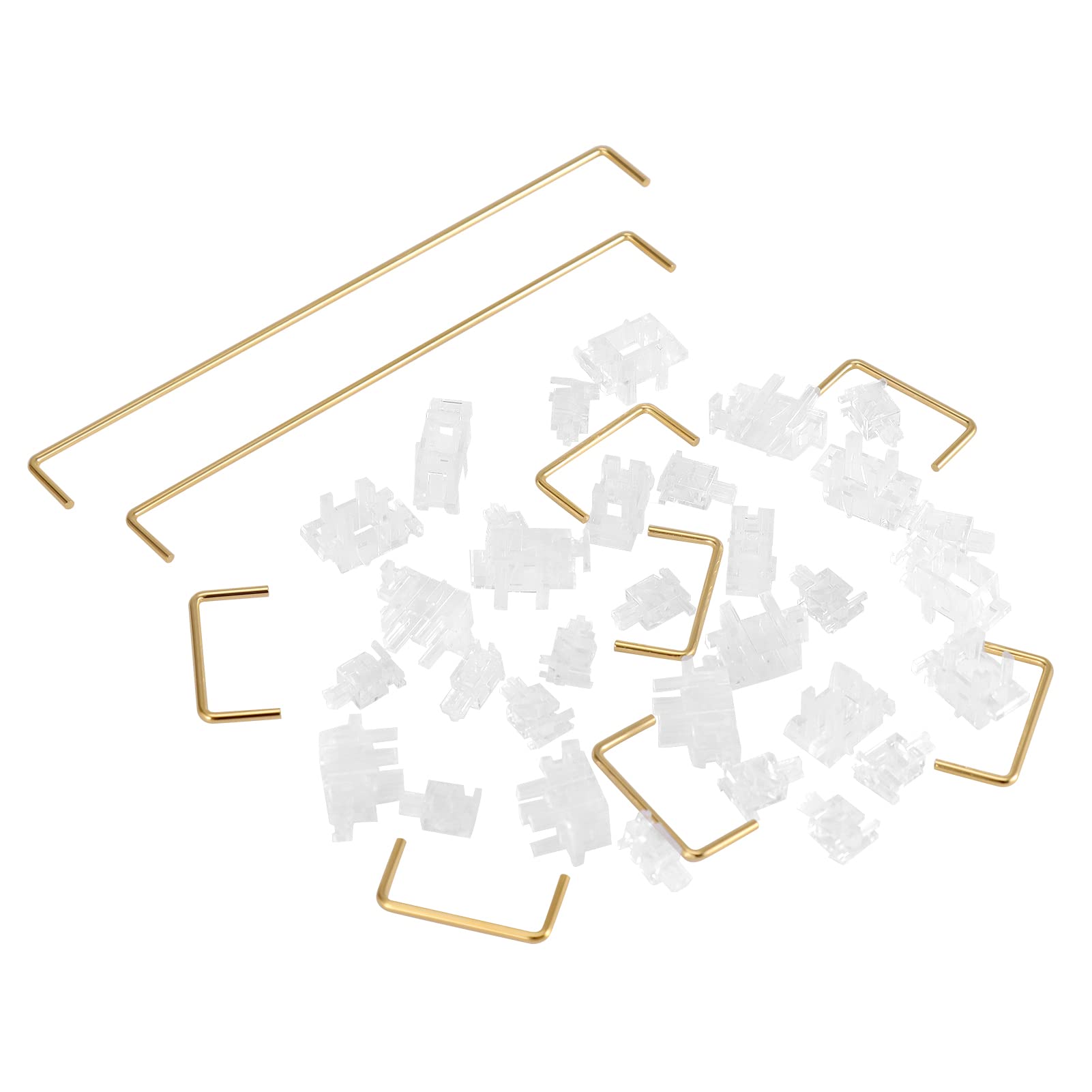 Zuggear Durock Transparent Clear Plate Mount Stabilizer With Gold-Plated Wires Compatible With Cherry Mx Plate Stabilizers (Durock Clear Plate Stabs 80% Kit)