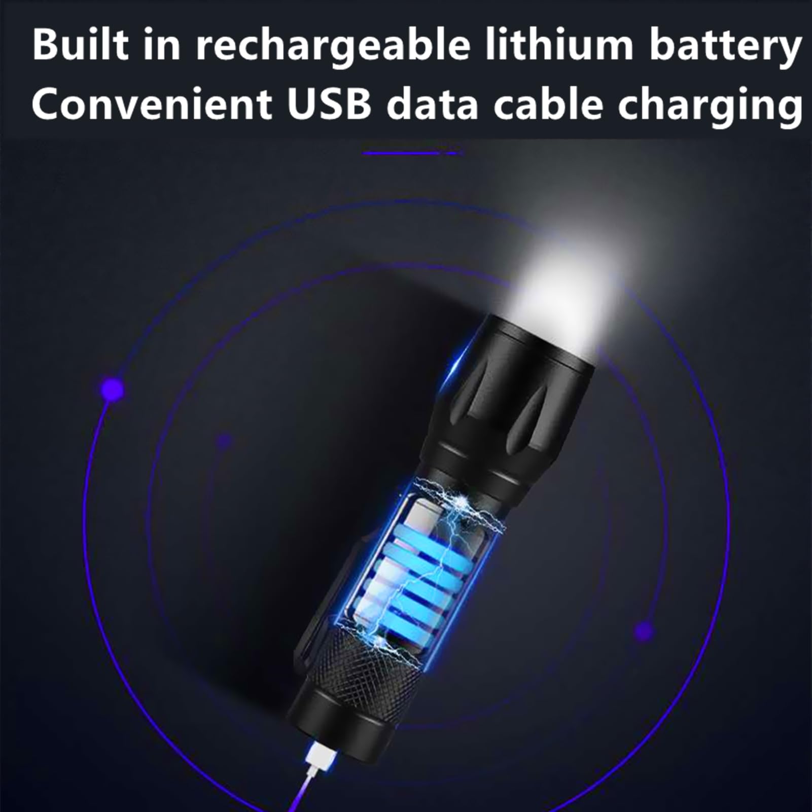 Shineunique Mini Flashlight High Lumens Rechargeable, Small Flashlights 3 Modes, Pocket Flashlight With Clip,Zoomable, Waterproof, Adjustable Brightness Flash,Camping, Hiking,Emergency (Mini A)