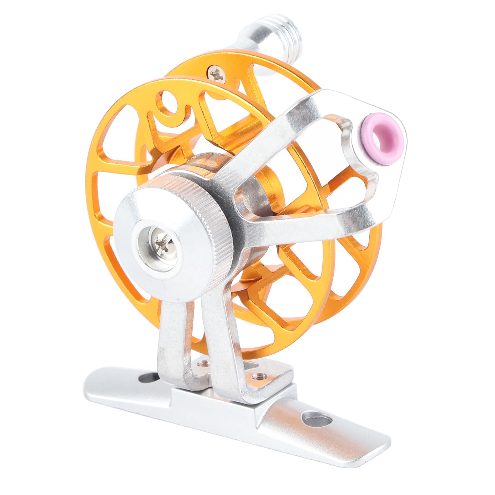 Depisuta Ice Fishing Reel, 1:1 Speed Ratio Aluminum Alloy Fly Fishing Reel Right Hand Mini Fly Wheel, Lightweight Fishing Reels, Reels For Freshwater Saltwater (Gold)