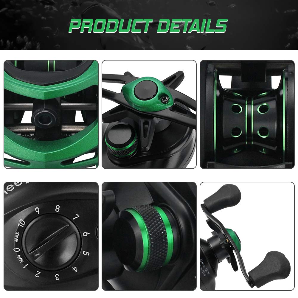 Funien Lightweight High Speed 9.1:1 Gear Ratio Baitcast Fishing Reel 19+1 Ball Bearings Baitcasting Fishing Reel Baitcaster Tackle
