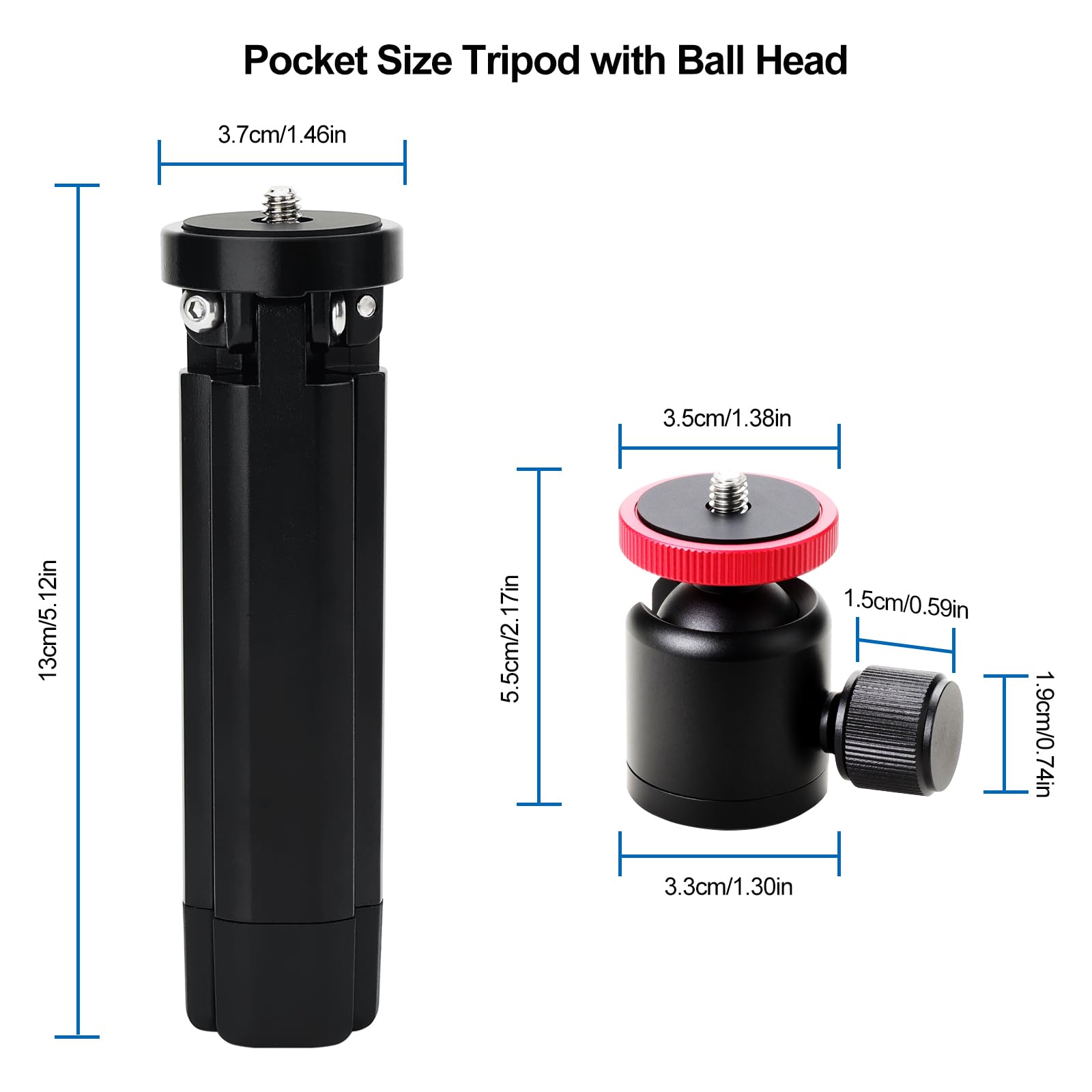 Cofunkool Mini Tripod With Ball Head Mount, Tabletop Tripod Compact Versatile Handle Grip For Gimbal Stabilizers, Cameras, Phones, Webcams, Projectors