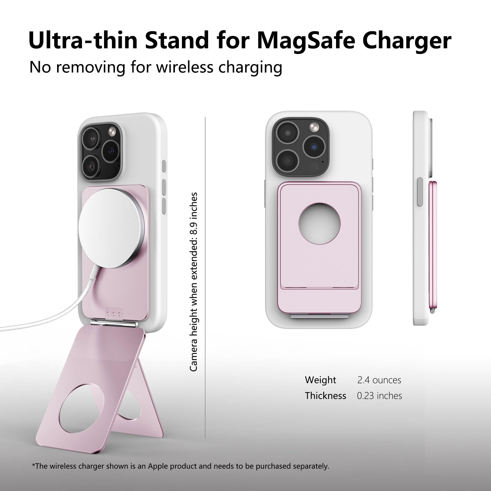 1St Idea Phone Tripod Stand, Aluminum Alloy Mini Tripod Compatible With Magsafe Iphone 16/15/14/13/12 Series, Foldable Strong Magnetic Phone Stand, Mult-Angle Adjustment Selfie Stick (Pink)