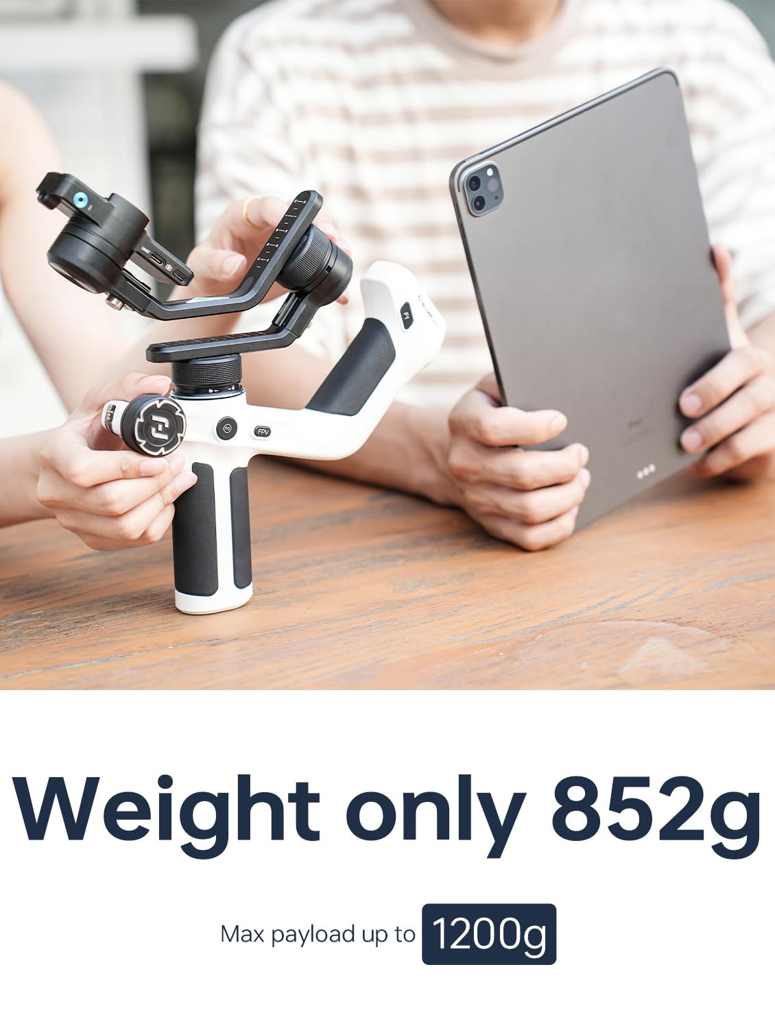 Feiyutech Feiyu Scorp Mini-2 All-In-1 Gimbal Stabilizer Mirrorless Cameras, Action Camera And Smartphones. Built In Ai Facial Tracking Sensor  Gesture Control  Dual-Handle Grip  Payload 2.65 Lbs - White