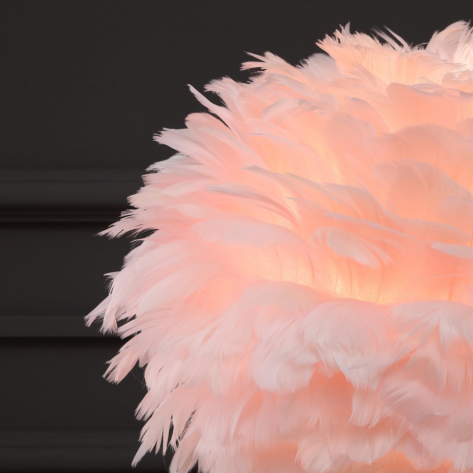 Lincwonz Pink Feather Lamp Tripod Lamp For For Girls Bedrooms Living Room Aesthetic Decor Desk Lamp Unique Bedside Lamps Gold Large Table Lamp (Tripod Lamp - Pink)