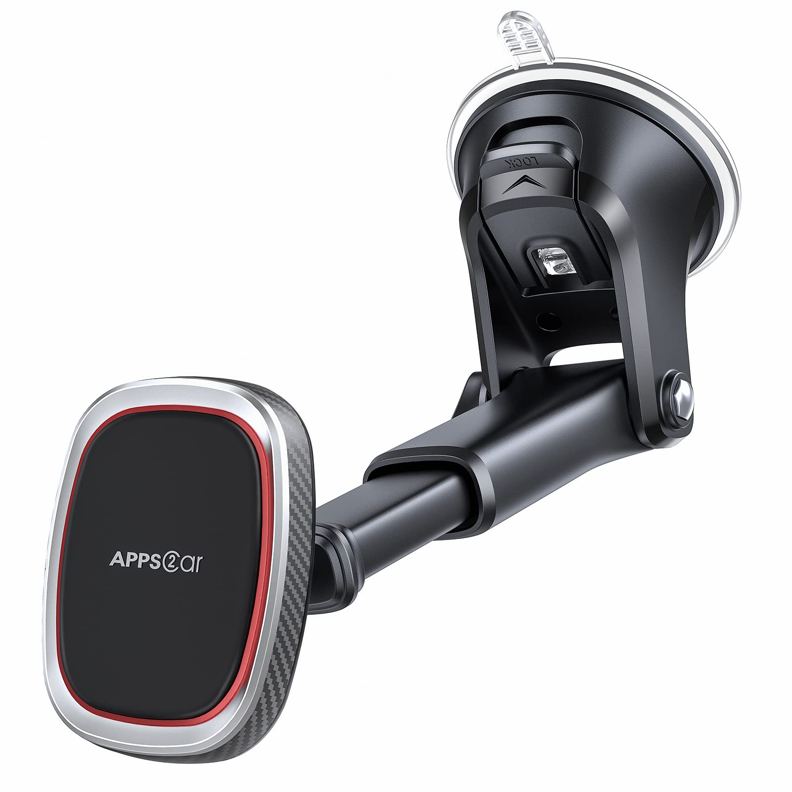 Apps2Car Magnetic Phone Mount, Dashboard Windshield Suction Cup Car Phone Holder Phone Mount With 6 Strong Magnets, Adjustable Telescopic Arm, Compatible With Iphone/Pro/Max/All Smart Phones