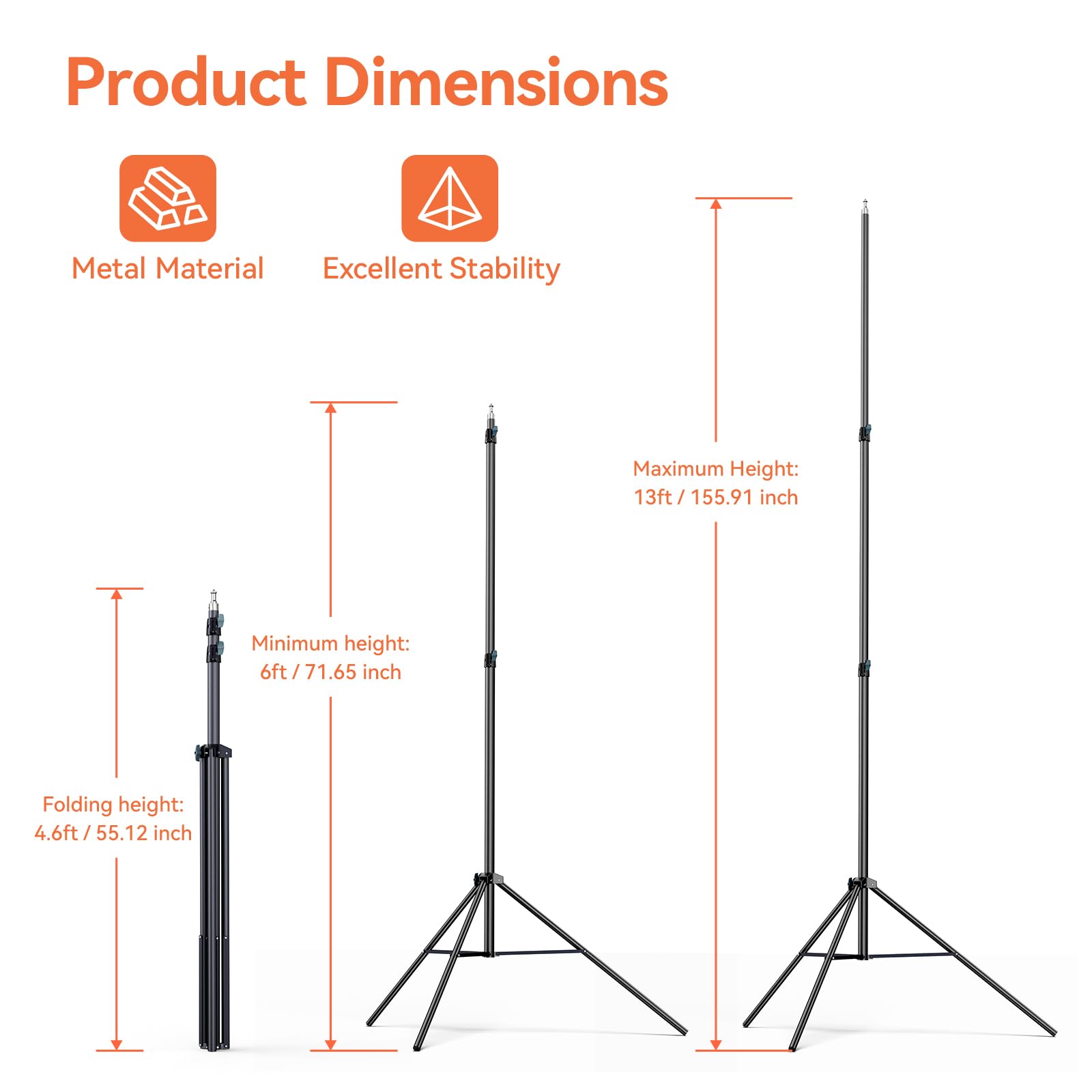 Cisain Cisian 13Ft Heavy Duty Light Stand Photography Tripod,160Inch/4M Light Stand Photography High Sports Tripod With 1/4” Screw For Studio Led Light,Dslr Camera,Sports Camera Professional
