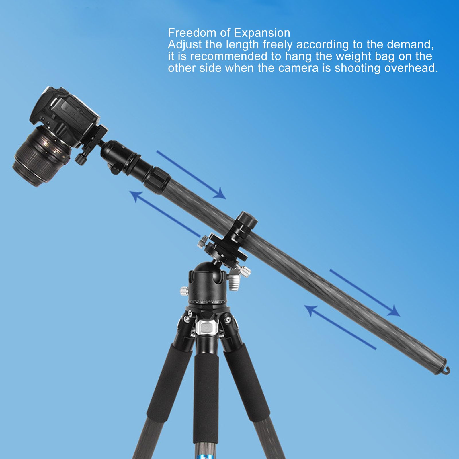 Dilwe Tripod Extension Arm, Horizontal Centre Column Boom 44.5In Extender, 360° Rotatable Aluminum Alloy Swivel Lock, Tripod Boom Arm For Overhead Photography