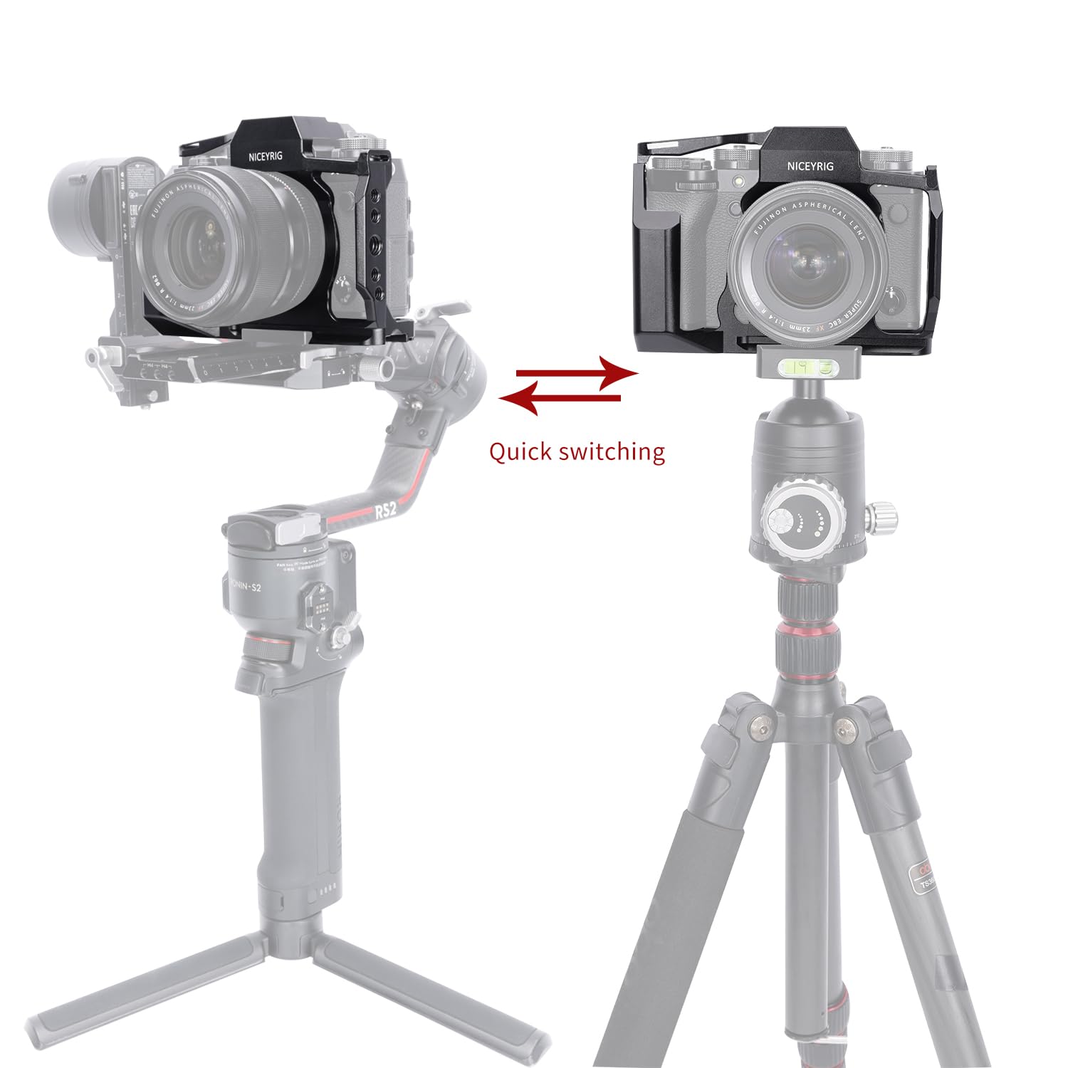 Niceyrig Full Cage For Fujifilm Xt-5 Mirrorless Camera With Grip, Quick Release Plate For Arca-Swiss, Multiple Mounting Points - 557