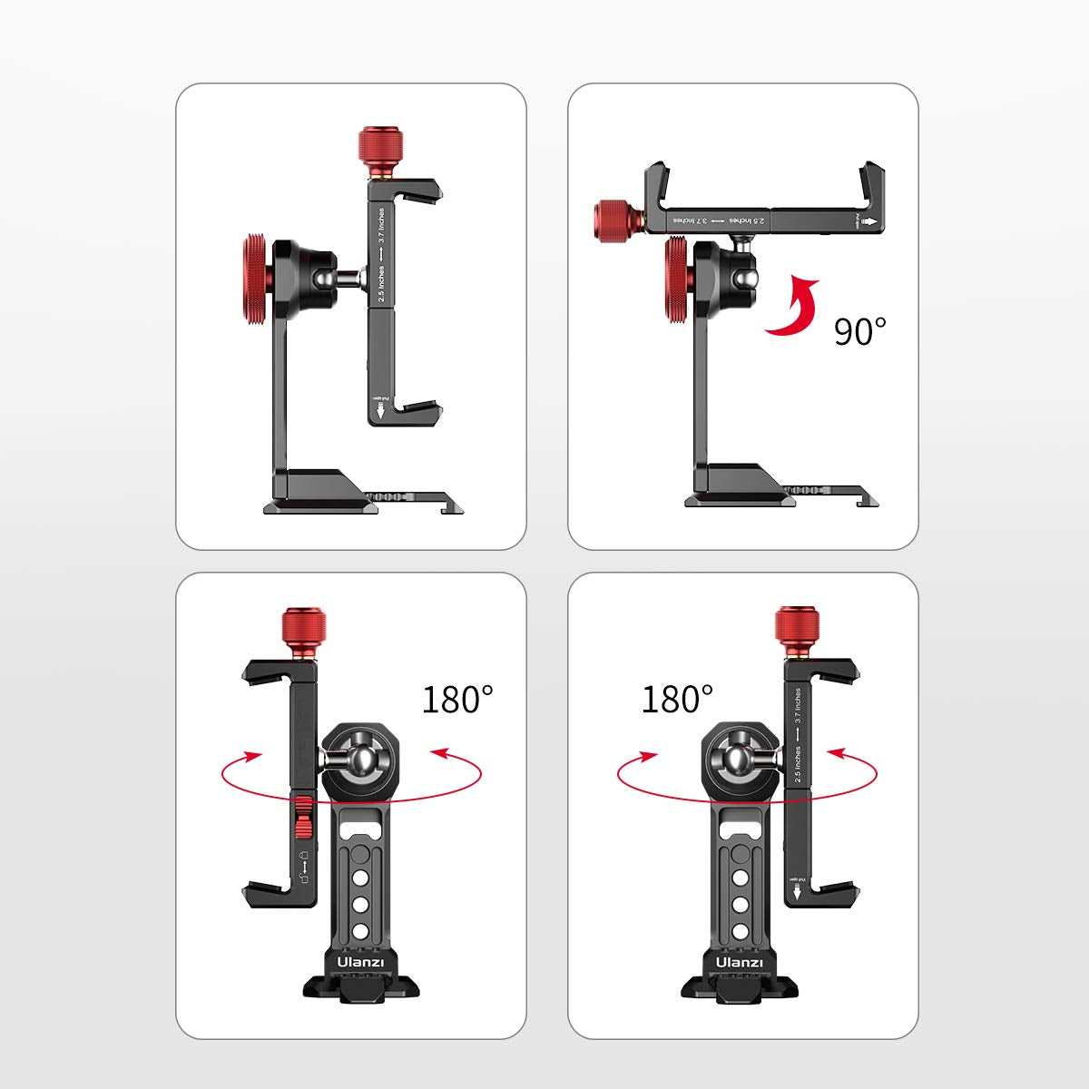 Pictron Cell Phone Tripod Mount, Ulanzi St-14 Smartphone Tripod Mount Adapter Aluminum With Cold Shoe, 360° Cell Phone Stand Holder Clamp For Iphone16 15 14 13 12 11 Max Pro Iphone X Xr Xs 6 7 Plus