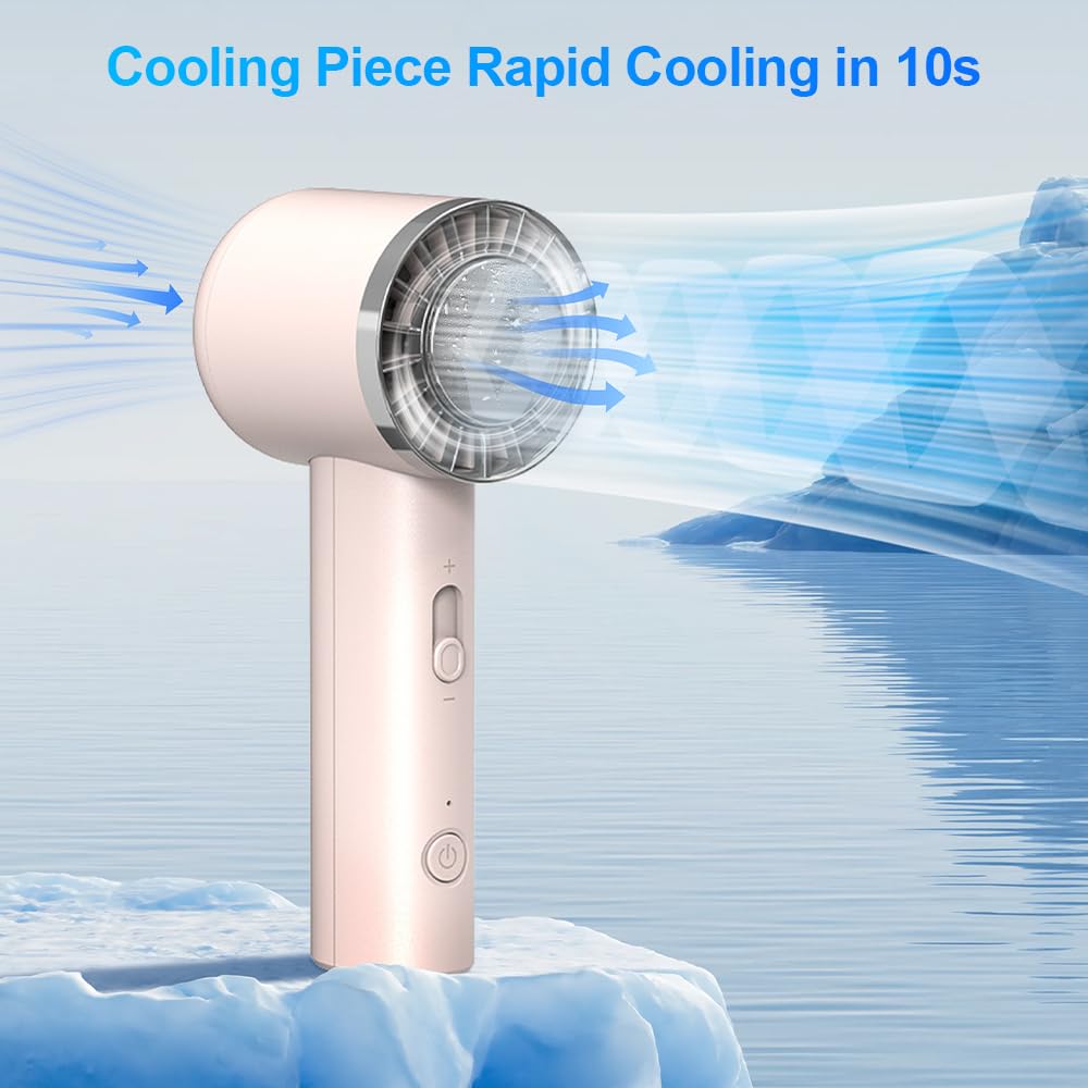 High Speed Handheld Fan With Ice Compress 0-100 Stepless Speed Jet Fan 2000Mah Rechargeable Personal