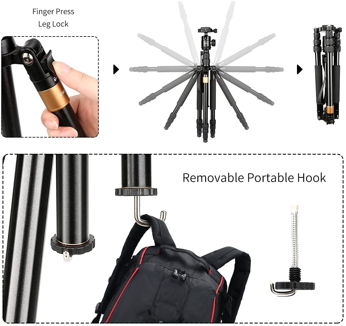 Afaith Q668S Professional Camera Tripod Ultra Compact And Lightweight Aluminum Digital Dslr Video Camera Tripod Monopod & Ball Head