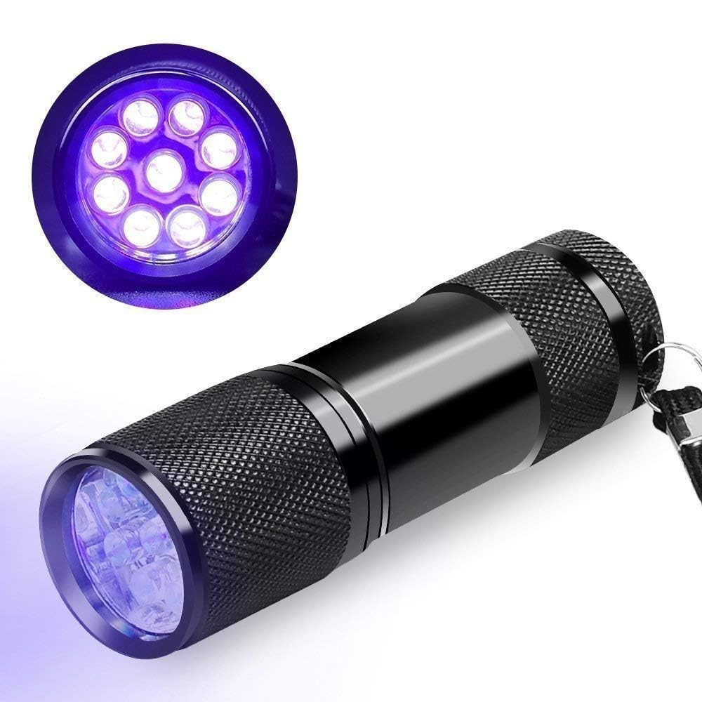 Cfikte Uv Led Flashlight Black Light Uv Lights 9 Led Ultraviolet Blacklight Flashlights Pets Urine And Stains Detector On Clothes Carpet Rugs (5 Pack)