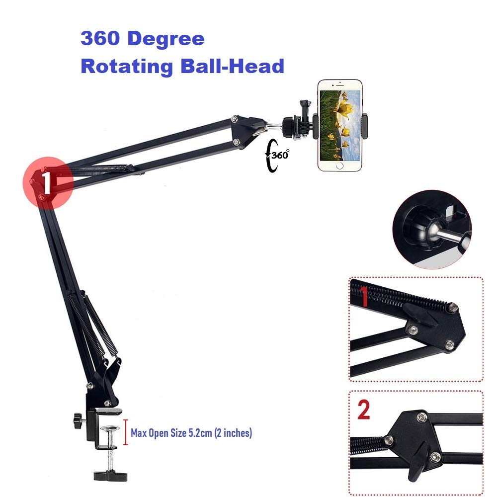 Acetaken Phone Video Stand,Overhead Camera Mount Compatible With Iphone Samsung Live Streaming,Baking,Craft,Videos,Online Lessons