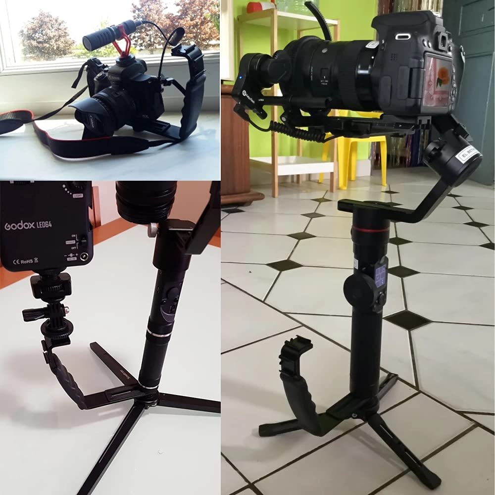 Leshareselect L-Shape Flash Bracket With Dual Flash Cold Shoe Mount  Tripod Screw Versatile For Camcorder Microphone Dslr Canon/Nikon/Sony/Yongnuo/Flash Stand