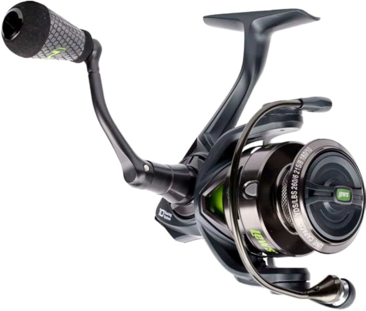 Mach Lew'S 2 Spinning Fishing Reel, 6.2:1 Gear Ratio, Right Or Left-Hand Retrieve, Aluminum Frame, Premium 10 Stainless Steel Ball Bearings, Black/Green