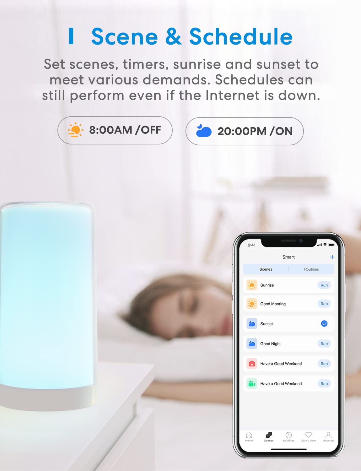 Meross Smart Wifi Table Lamp, Bedside Lamp, Compatible With Apple Homekit, Siri, Alexa And Smartthings, Tunable White And Multi-Color, Touch Control, Voice And App Control Large