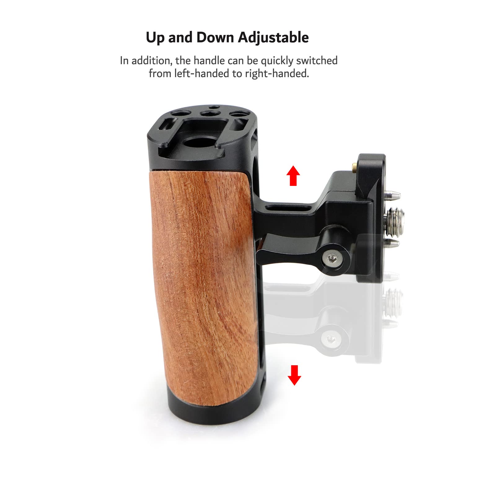 Magicrig Mini Nato Side Handle With Nato Rail 39Mm For Dslr/Small Camera Cage, Left/Right Wooden Handgrip With Cold Shoe Arri 3/8" Hole 1/4" Holes