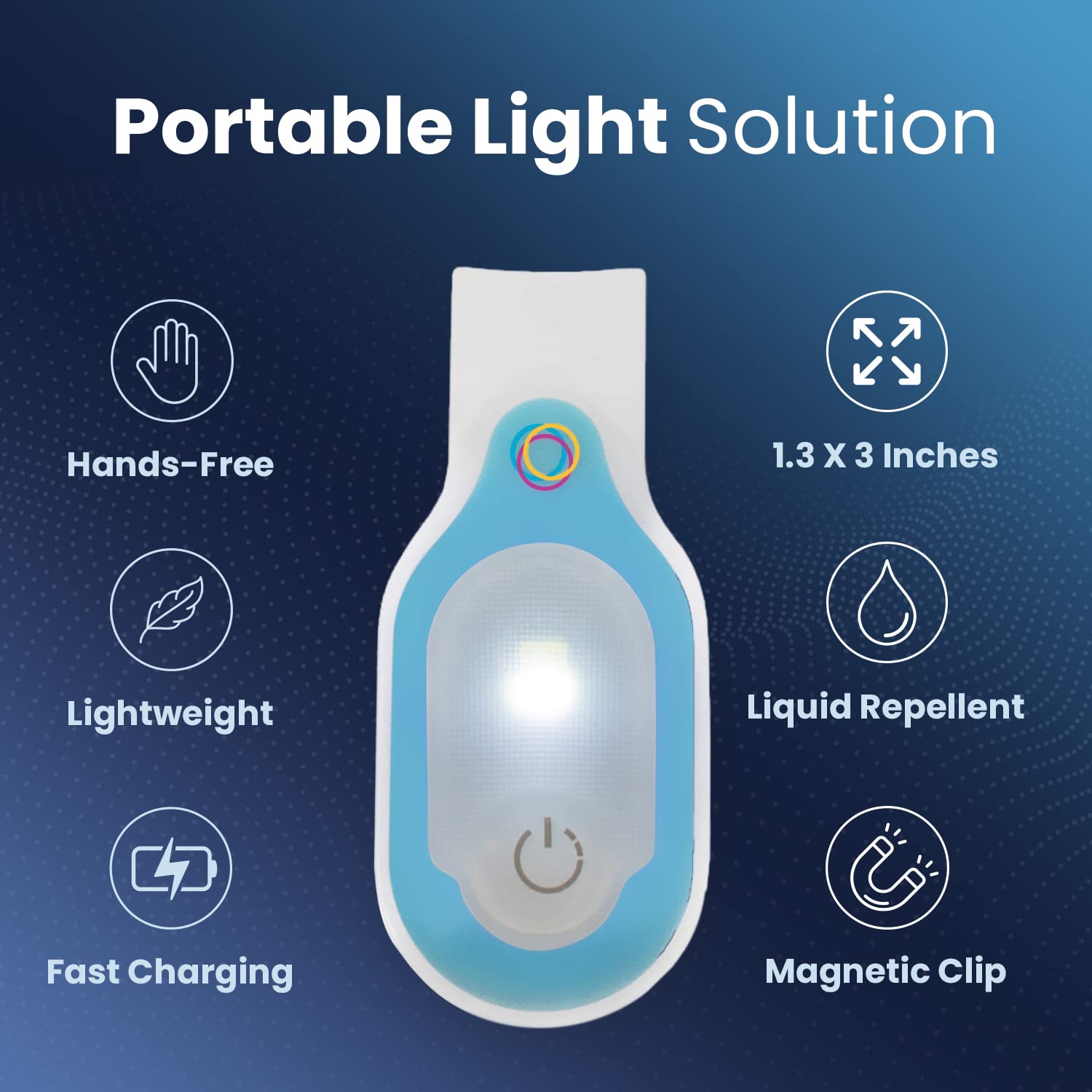 Lightsflo Clipglow Nurse Light Clip On Nursing Night Shift Light, Bright, Lightweight Magnetic, Portable, Usb Rechargeable Flashlight For Badge, 8-10 Hours Battery, 4 Light Settings 10-25 Lumens Nurse Blue