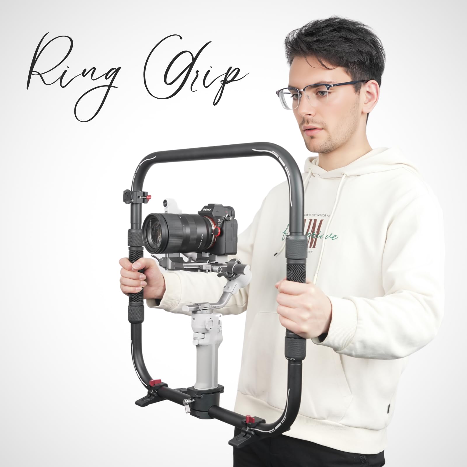 Difesuro Dual Ring Grip For Rs 4Mini,Handheld Ring Gimbal Accessories Compaatible With Dji Rs4 Mini/Rs 3 Mini