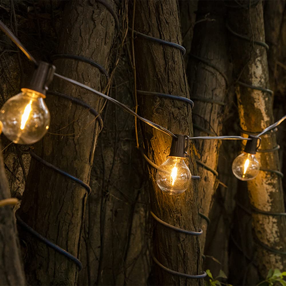 All Fortune Solar Outdoor String Lights, 15Ft G50 Patio Lights String Waterproof With 10 Warm White Led Shatterproof Bulbs, Perfect For Garden, Backyard, Pergola, Party, Cafe, Camping Decoration