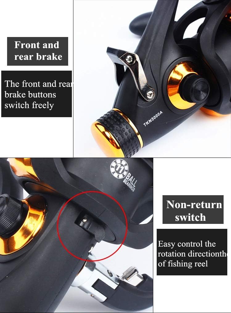 Bntteam Spinning Reel, Front And Rear Brake System Freshwater Spinning Fishing Reels, Graphite Frame, Cnc Aluminum Spool, 5.2:1 Gear Ratio, Left/Right Interchangeable (11Bb, 5000 Series)