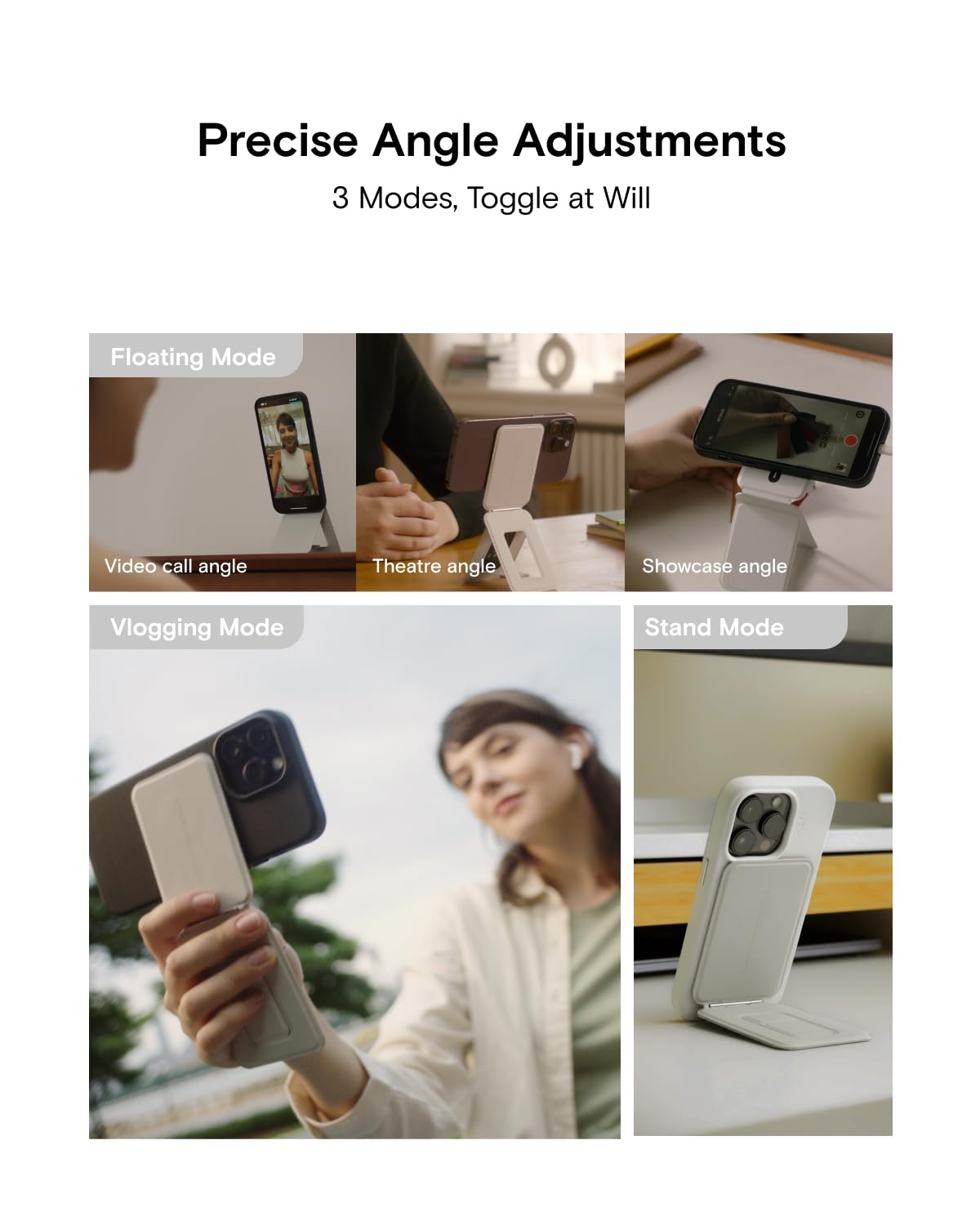 Moft Phone Tripod Stand Compatible With Iphone 16/15/14/13/12 Series, Angle Adjustment & Strong Magnets Movas Vegan Leather Invisible Selfie Stick Tripod, Misty Cove (Without Card Slot)