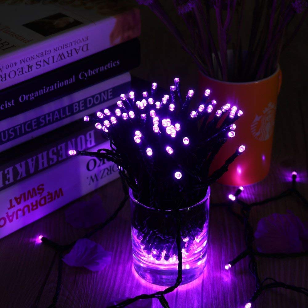 Toodour Solar Christmas Lights, 2 Packs Total 144Ft 400 Led 8 Modes Solar String Lights, Waterproof Solar Outdoor Christmas Lights For Garden, Patio, Fence, Balcony, Christmas Tree Decor - Purple