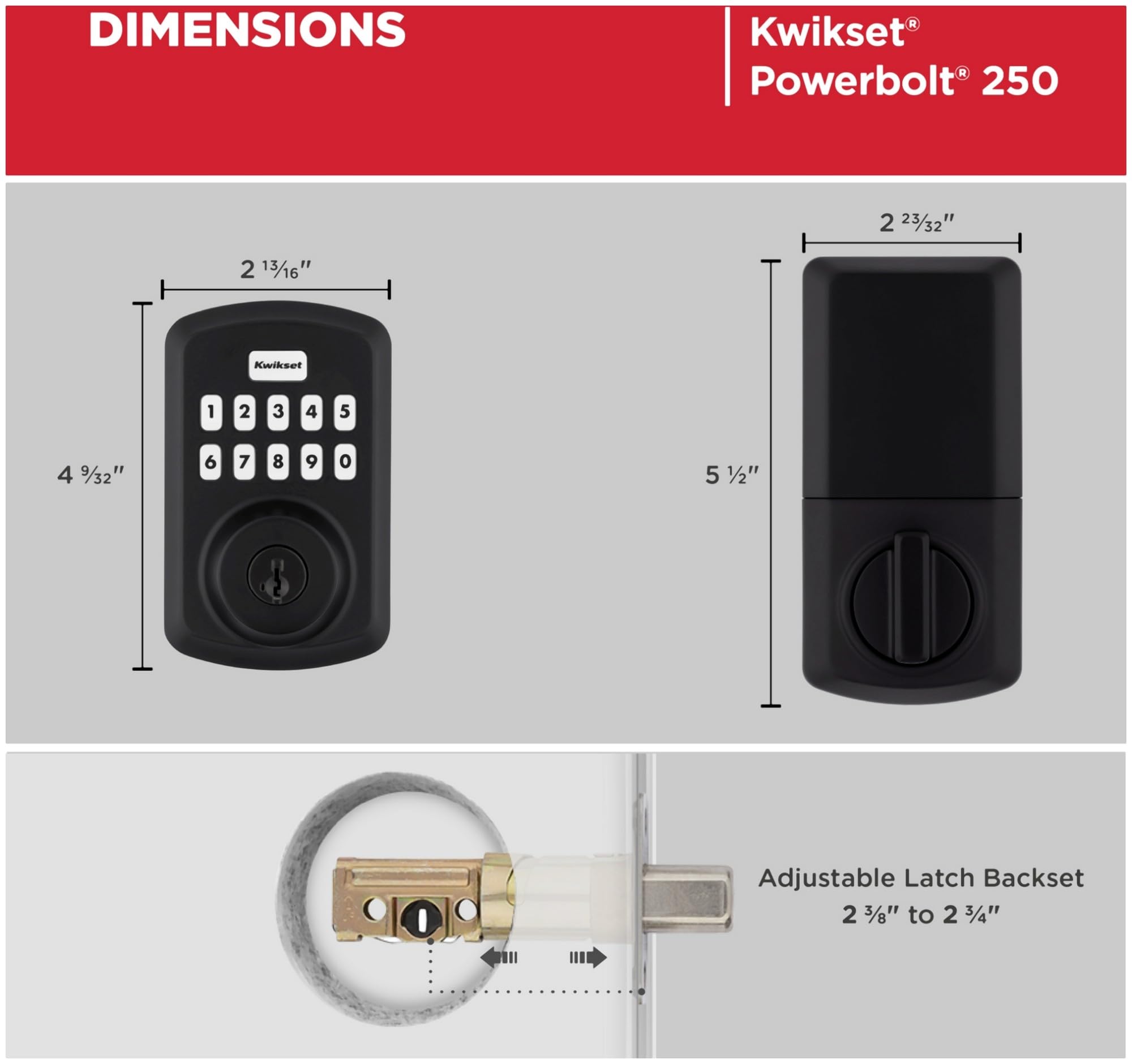 Kwikset 9250Trs-L03S Transitional Powerbolt 2 Electronic Smartcode Deadbolt Smartkey With Rcal Latch And Rcs Strike Lifetime Brass Finish