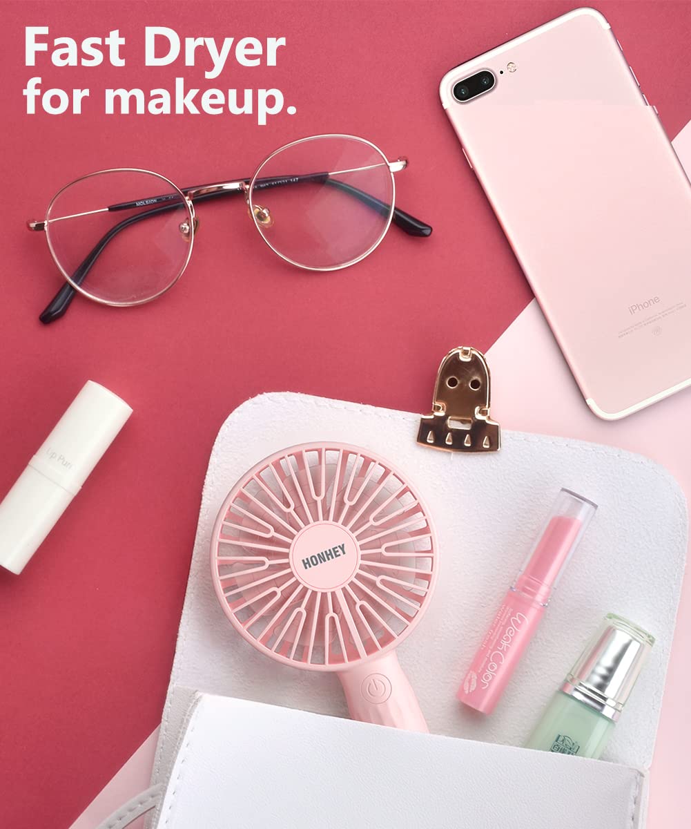 Honhey Handheld Fan, Super Mini Portable Eyelash Fan With Rechargeable Battery Operated