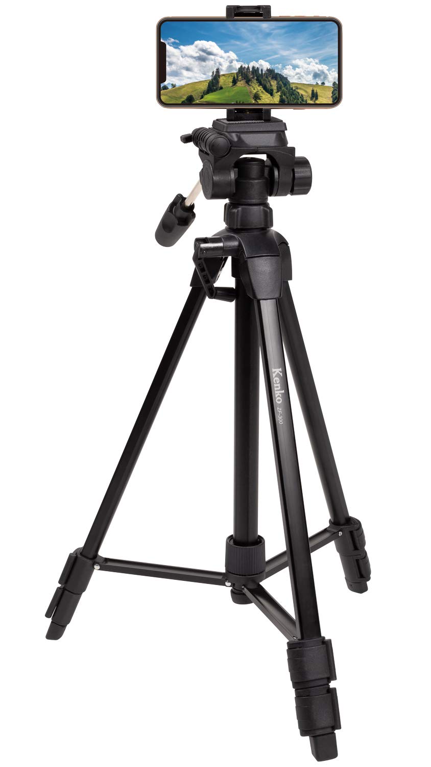 Kenko Zf-300Wsh Tripod With Smartphone Holder, 3 Tiers, Quick Shoe Type, Maximum Load Capacity 4.4 Lbs (2 Kg) 55