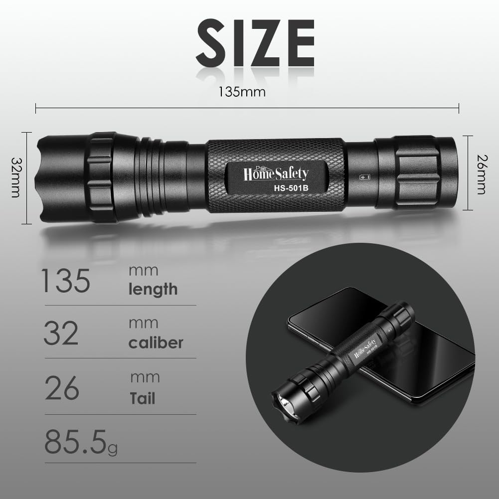 Home Safety 501B 395Nm Uv Flashlight, Small Blacklight Portable Black Light For For Pet Urine Finding & Mineral, Antique Detection, Scorpion Search, Etc