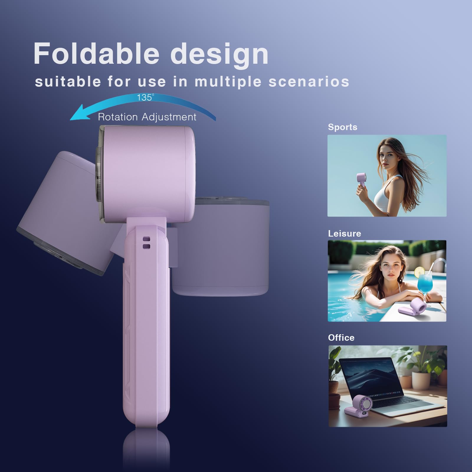 Portable Handheld Turbo Fan, 5 Gear Wind, 3 In 1 Hand Fan With Air Turbo Tech Cooling Fan