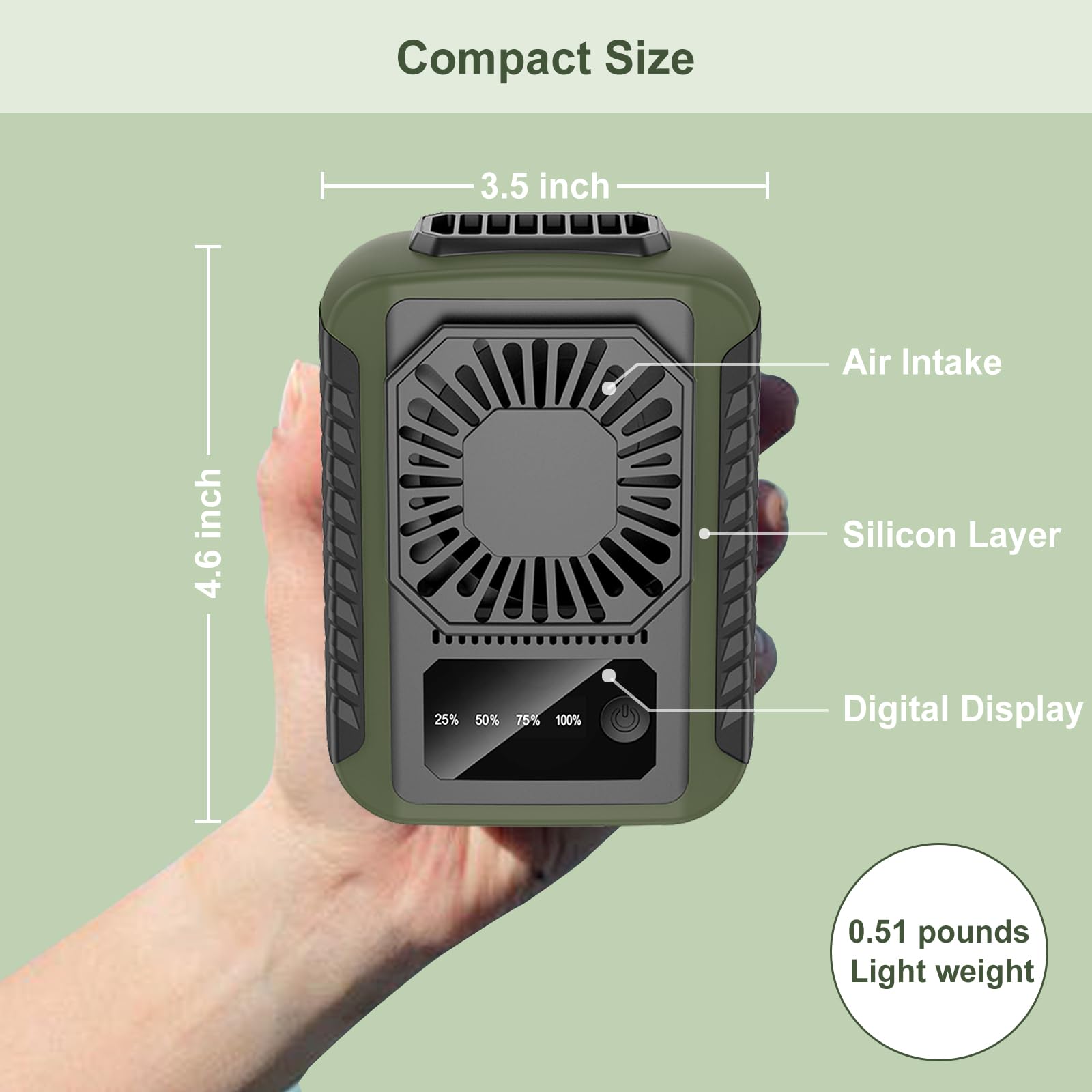 Portable Waist Fan, Personal Under Shirt Fan 6000Mah Battery Rechargeable, 20H Working Time, 3-Speed