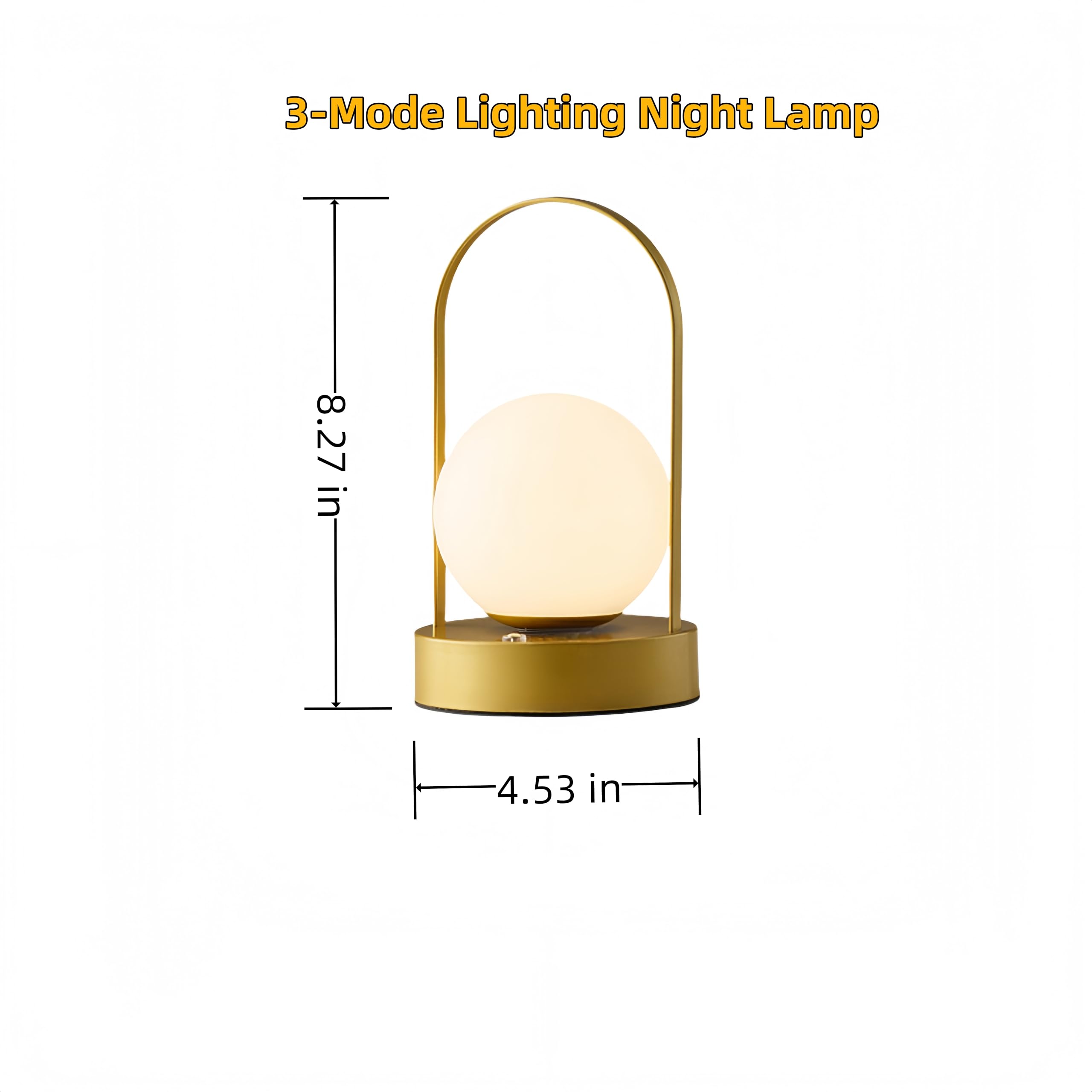 Sveudvdis Portable Table Lamp, Touch Lamp Dimmable Cordless Rechargeable Desk Lamp Bedside Lamp For 3-Mode Lighting Night Lamp Lantern For Home Bedroom