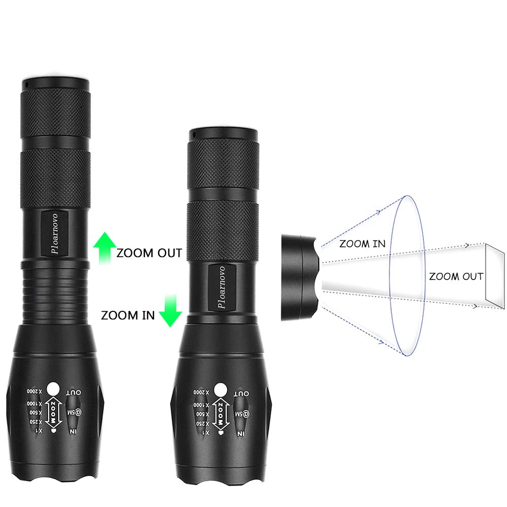 Ploarnovo Green Hunting Flashlight Green Led Flashlight Green Handheld Light - Zoomable, Water & Shock Resistant Night Hunting Lights For Fishing Hog Pig Coyote Varmint Predator Rifle (2 Pack)