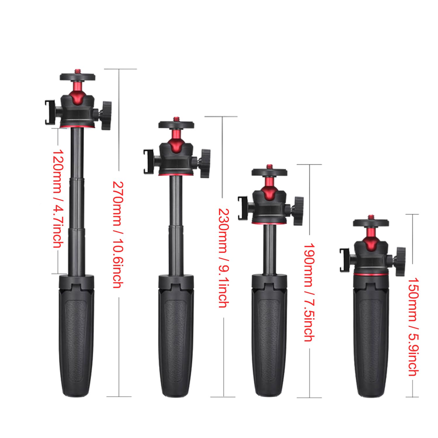 Anntery Camera Tripod Flexible For Mini Desktop Table Tripod Extendable Handle Selfie Stick Hot Shoe Mount Remote Shutter Kits For Sony,Canon,Nikon,Fujifilm,Panasonic,Black-A028