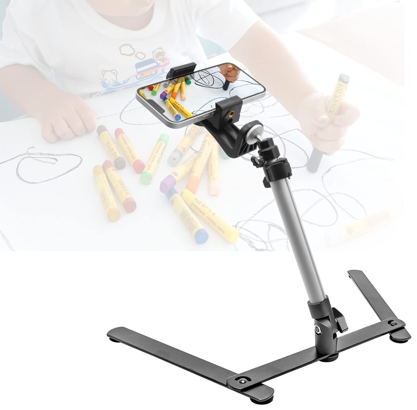 Ls Limo Studio Limostudio Limostudio Table Top Smartphone, Cellphone Holder Stand, 17 Inch Height & Adjustable, Mini Ball Head Angle Control, Stable Base With Efficient Space Use Between Legs, Multi Purpose Tabletop, Agg2934