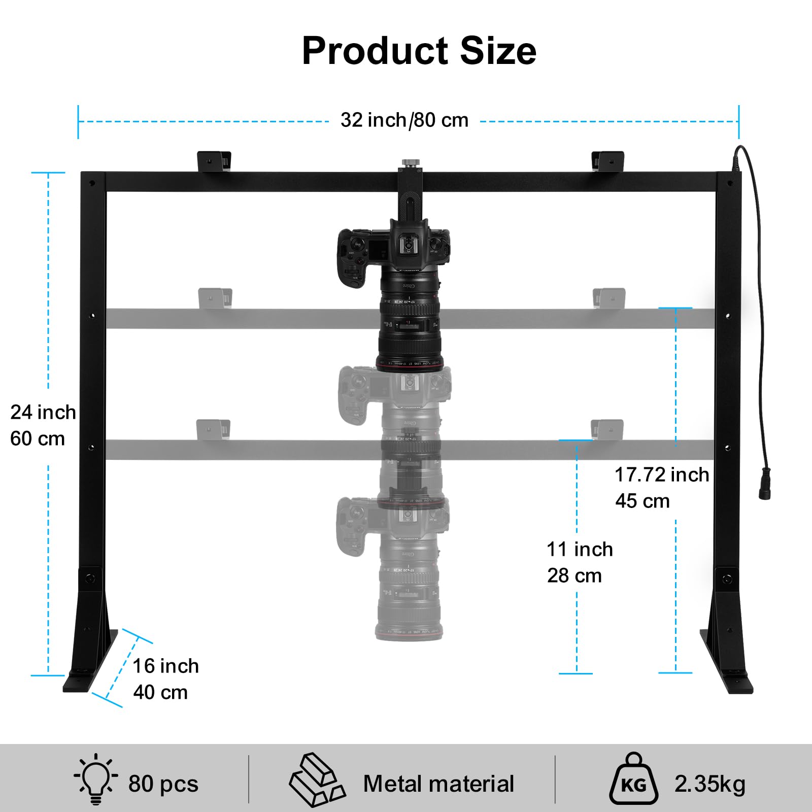 Gltire Overhead Camera Mount Rig Top-Down Shots With 5600K Led Photography Lighting, Table Top Desk Mount Stand For Camera Dslr Photo Video Diy Art Studio Painting Vlogging With Phone Grip/Clamps